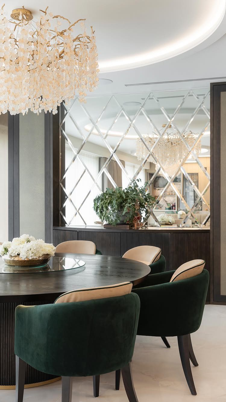11 Dining Room Tray Ceiling Ideas with Photos 7 Circular tray ceiling with cove lighting above a dining table and crystal chandelier