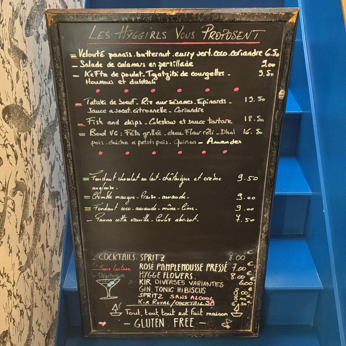 22 French Country Dining Room Ideas with Rustic Charm 22 Wooden-framed chalkboard menu with handwritten French food and drink listings in colorful chalk.