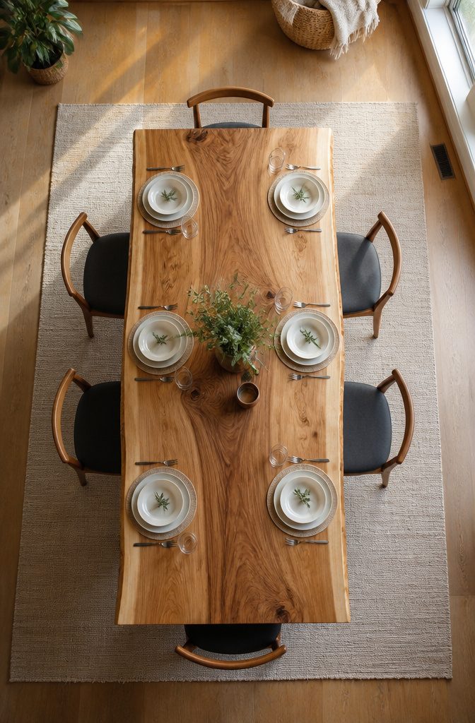 Live Edge Dining Table and Chairs: 10 Wood Types and Styles 17 Standard dimensions for live edge dining tables shown in a chart.