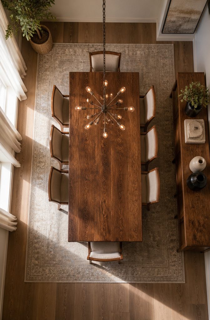 5 Solid Wood 8 Seater Dining Table Choices to Consider 7 Solid wood dining table in a room with adequate clearance.